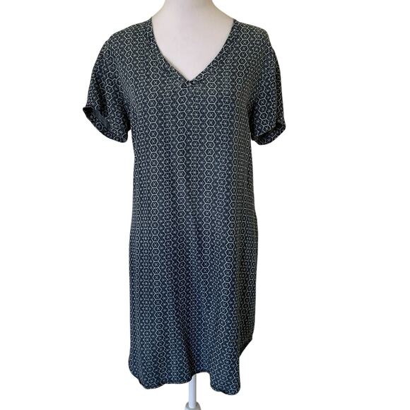 Cloth & Stone Women's V-Neck Short Sleeves Blue & White Dress Size M - Picture 8 of 8